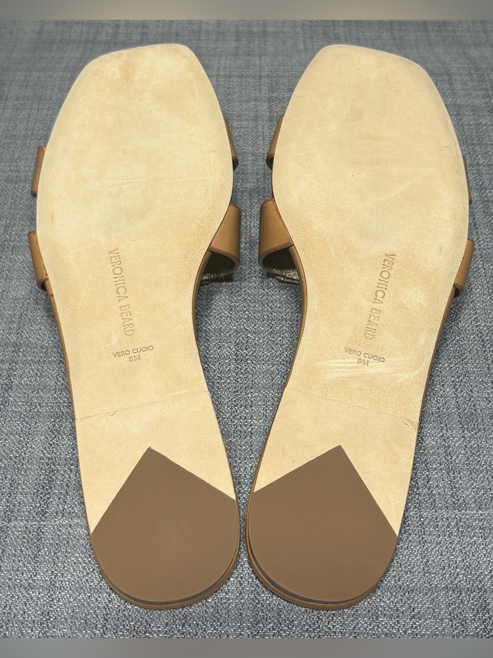 Veronica Beard Via Slide Sandals Honey Leather Size 8M - Picture 6 of 7